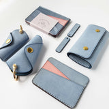 Personalized Leather Handmade Geometry Leather ID Wallet-Sereniikey