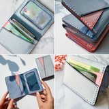 Personalized Leather Handmade Geometry Leather ID Wallet-Sereniikey