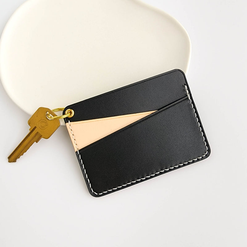 Personalized Leather Handmade  Geometry Card Holder-Sereniikey