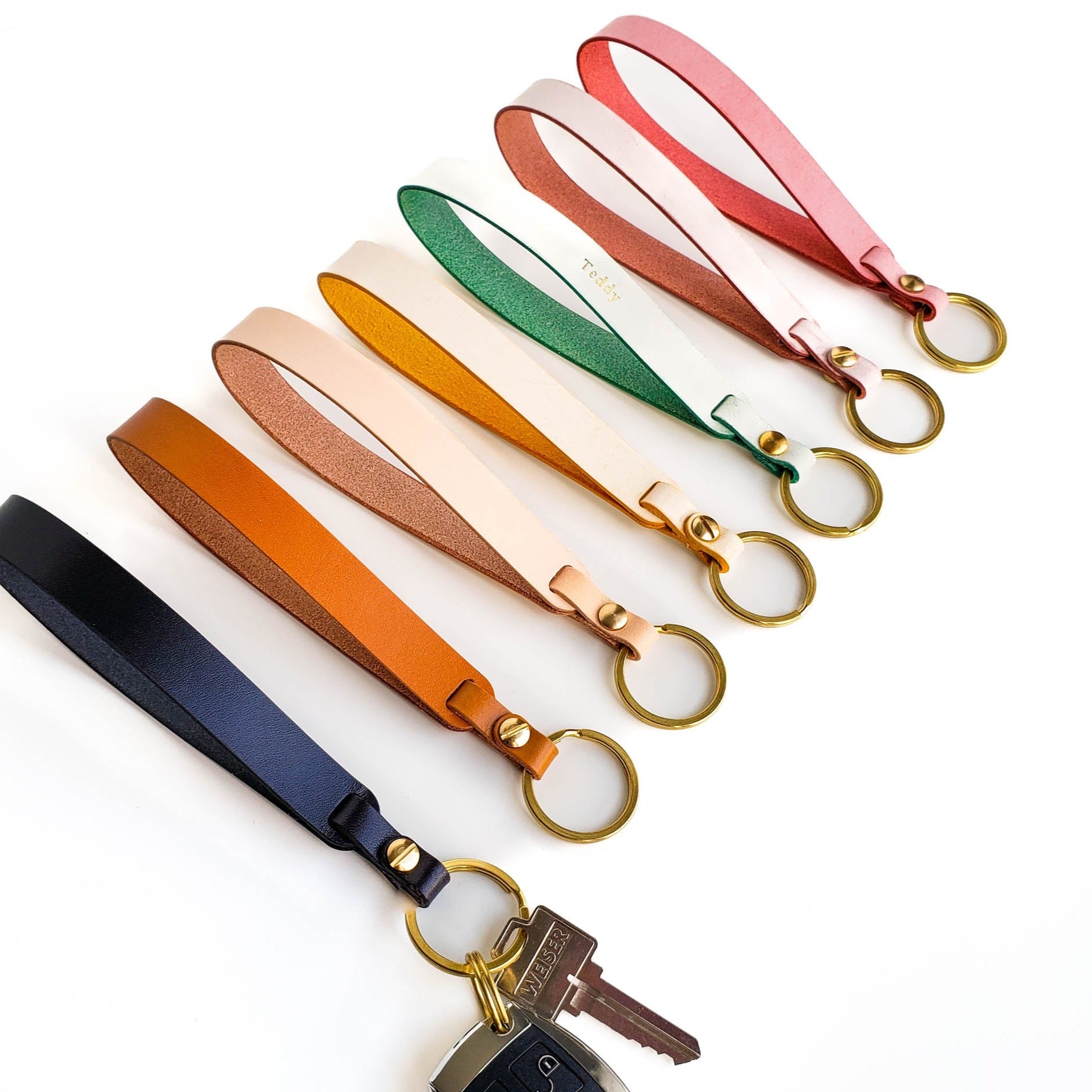 Personalized Leather Handmade  Loop Leather Key Wristlet-Sereniikey