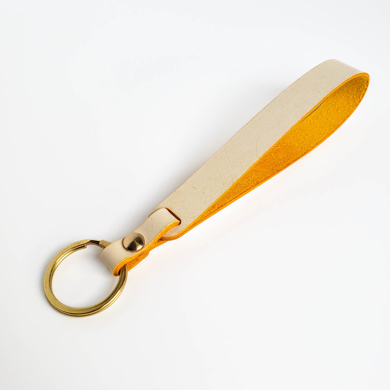 Milloo Leather Handwoven Keyring with Clip - Mustard Yellow Green