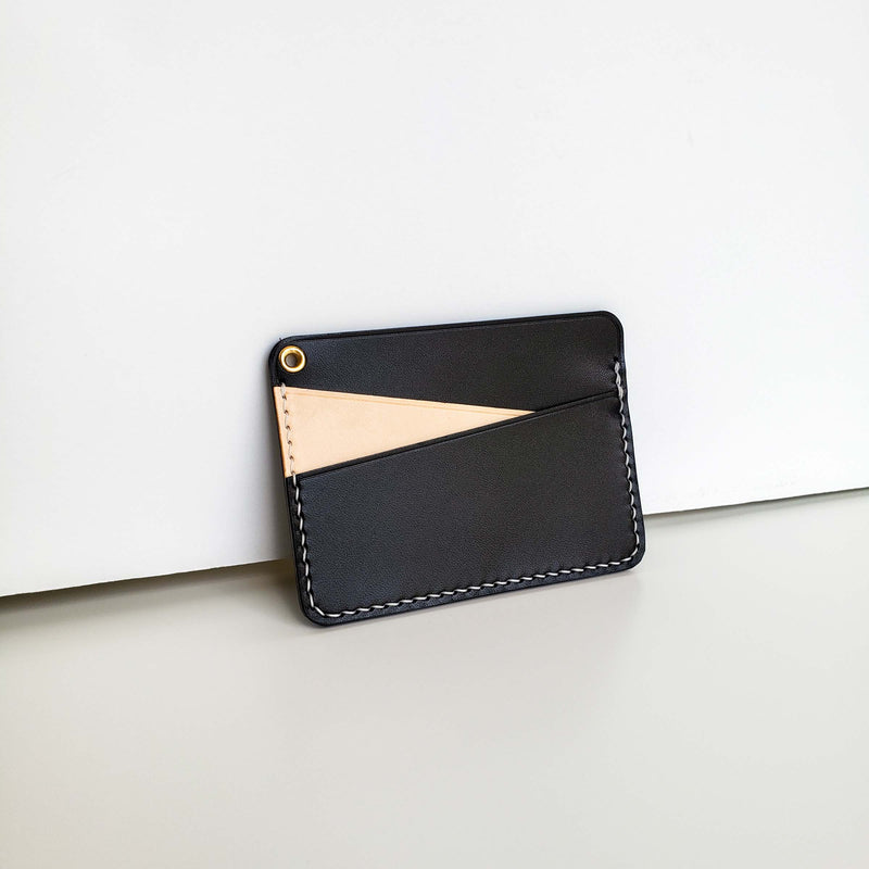 Personalized Leather Handmade  (WHOLESALE) GEOMETRY CARD HOLDER - BLACK-Sereniikey
